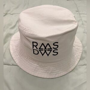 White Bucket Hat with Black Embroidery